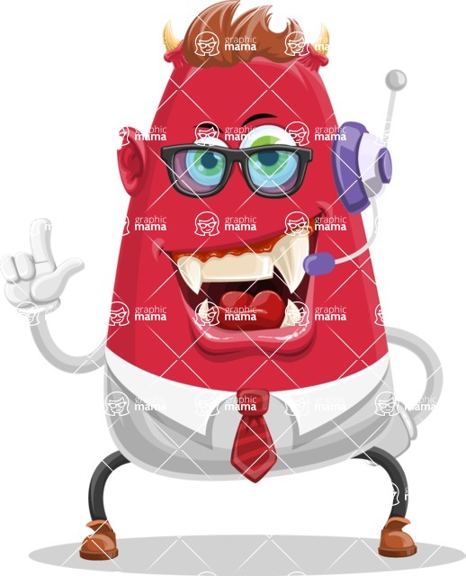 Business Monster Cartoon Character - Customer Service Business Monster Cartoon